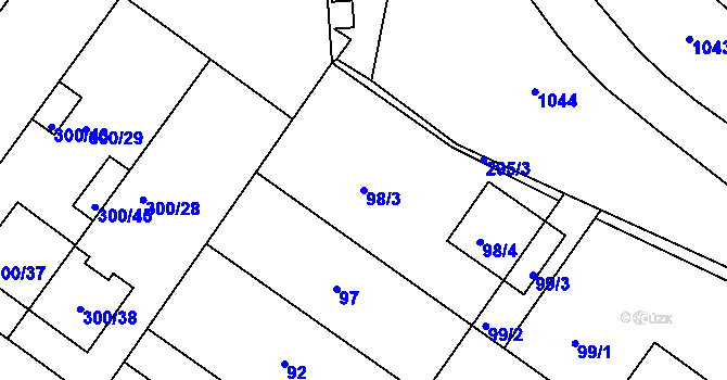 Parcela st. 98/3 v KÚ Hajany, Katastrální mapa