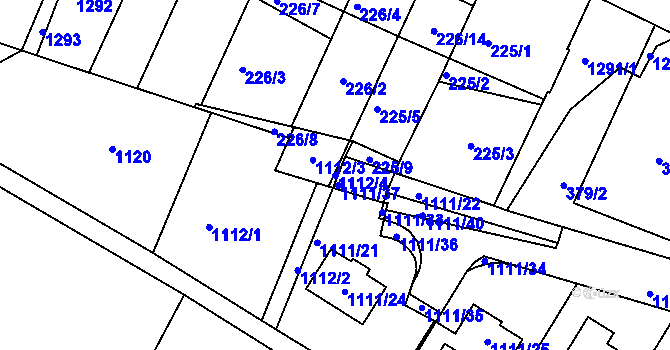 Parcela st. 1112/4 v KÚ Hajany, Katastrální mapa