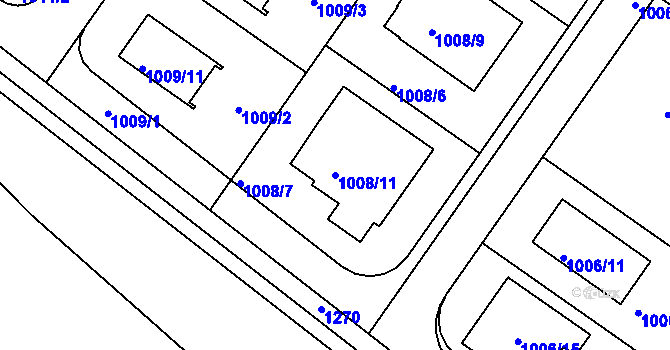 Parcela st. 1008/11 v KÚ Hajany, Katastrální mapa