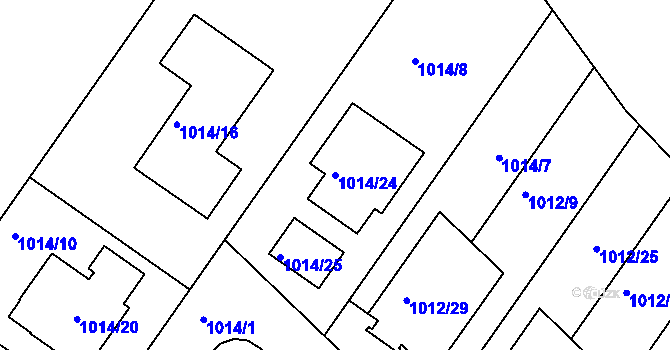 Parcela st. 1014/24 v KÚ Hajany, Katastrální mapa