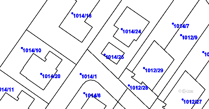 Parcela st. 1014/25 v KÚ Hajany, Katastrální mapa