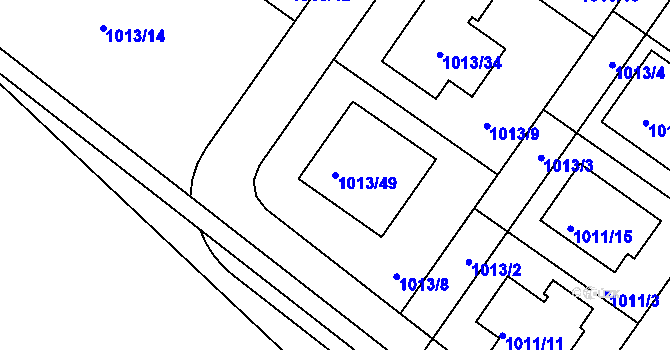 Parcela st. 1013/49 v KÚ Hajany, Katastrální mapa