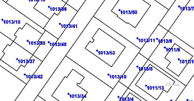 Parcela st. 1013/53 v KÚ Hajany, Katastrální mapa