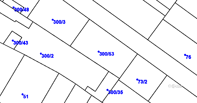 Parcela st. 300/53 v KÚ Hajany, Katastrální mapa