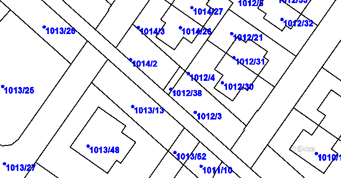 Parcela st. 1012/38 v KÚ Hajany, Katastrální mapa