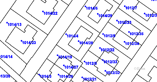 Parcela st. 1014/28 v KÚ Hajany, Katastrální mapa