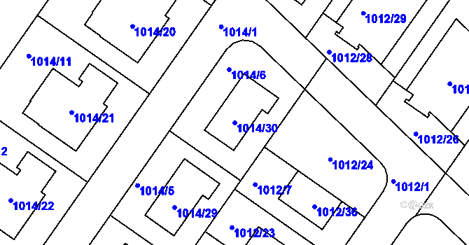 Parcela st. 1014/30 v KÚ Hajany, Katastrální mapa