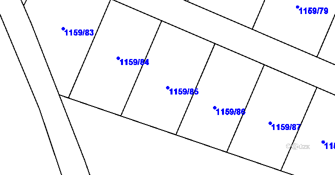 Parcela st. 1159/85 v KÚ Hajany, Katastrální mapa