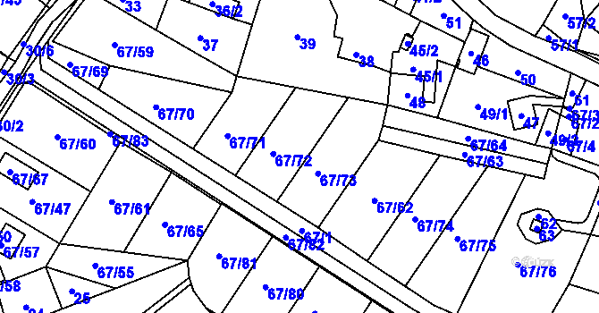 Parcela st. 67/1 v KÚ Háje u Příbramě, Katastrální mapa
