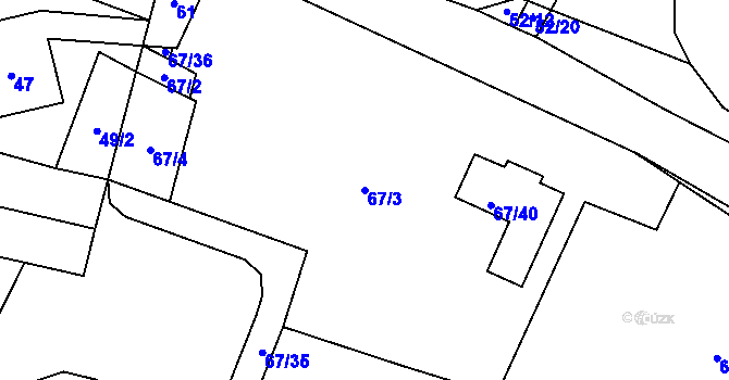 Parcela st. 67/3 v KÚ Háje u Příbramě, Katastrální mapa