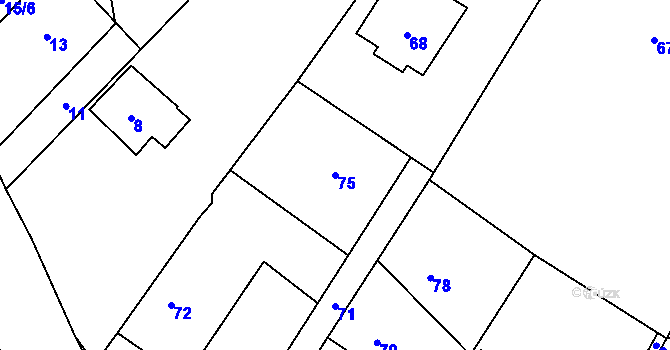 Parcela st. 75 v KÚ Háje u Příbramě, Katastrální mapa