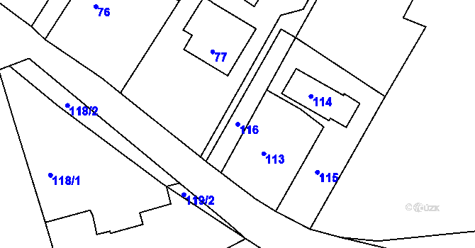Parcela st. 116 v KÚ Háje u Příbramě, Katastrální mapa
