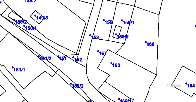 Parcela st. 167 v KÚ Háje u Příbramě, Katastrální mapa