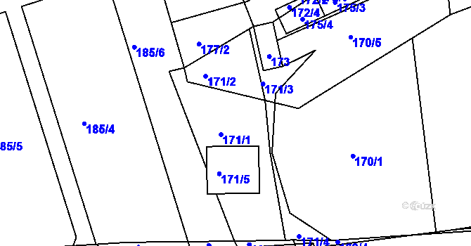 Parcela st. 171 v KÚ Háje u Příbramě, Katastrální mapa
