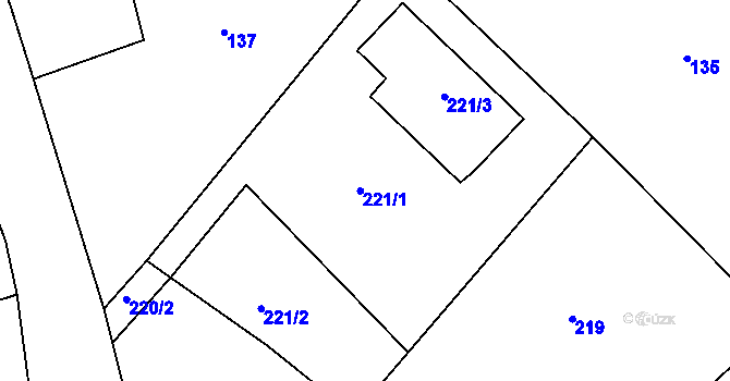 Parcela st. 221 v KÚ Háje u Příbramě, Katastrální mapa