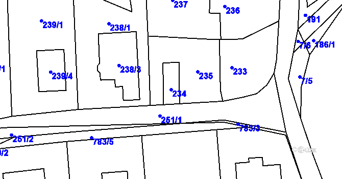 Parcela st. 234 v KÚ Háje u Příbramě, Katastrální mapa