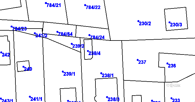 Parcela st. 238/2 v KÚ Háje u Příbramě, Katastrální mapa