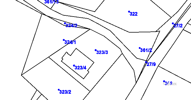 Parcela st. 323/3 v KÚ Háje u Příbramě, Katastrální mapa