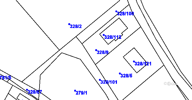 Parcela st. 328/9 v KÚ Háje u Příbramě, Katastrální mapa