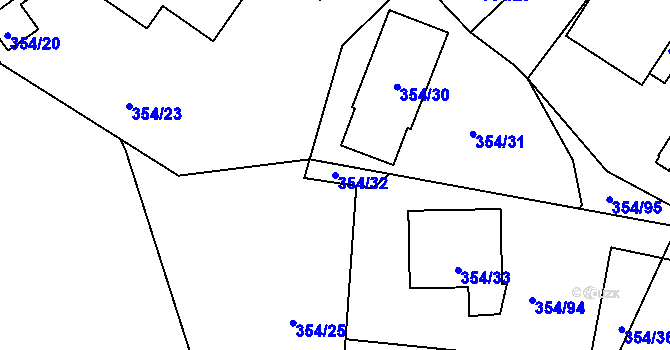 Parcela st. 354/32 v KÚ Háje u Příbramě, Katastrální mapa