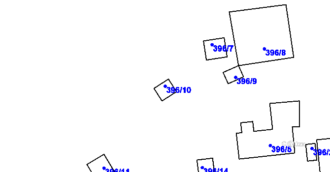 Parcela st. 396/10 v KÚ Háje u Příbramě, Katastrální mapa