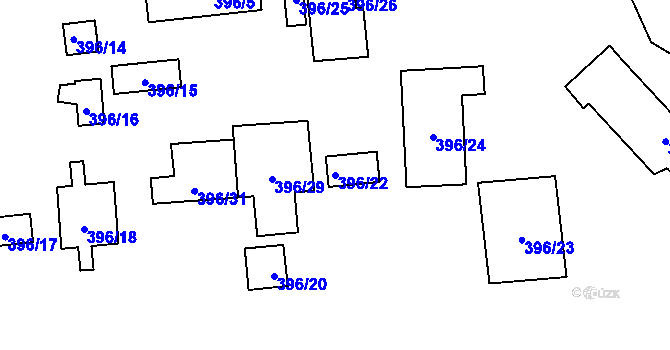 Parcela st. 396/22 v KÚ Háje u Příbramě, Katastrální mapa