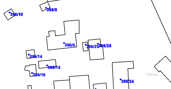 Parcela st. 396/25 v KÚ Háje u Příbramě, Katastrální mapa