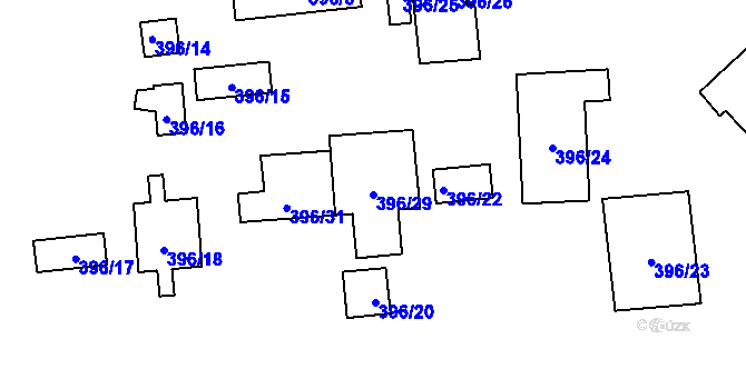 Parcela st. 396/29 v KÚ Háje u Příbramě, Katastrální mapa