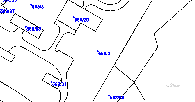 Parcela st. 568/2 v KÚ Háje u Příbramě, Katastrální mapa