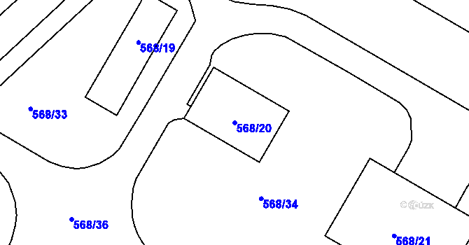 Parcela st. 568/20 v KÚ Háje u Příbramě, Katastrální mapa