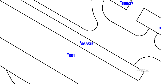 Parcela st. 568/32 v KÚ Háje u Příbramě, Katastrální mapa