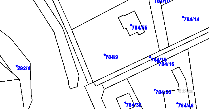 Parcela st. 784/9 v KÚ Háje u Příbramě, Katastrální mapa