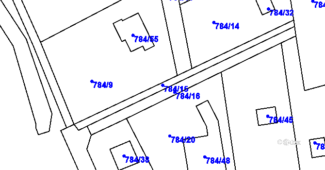 Parcela st. 784/15 v KÚ Háje u Příbramě, Katastrální mapa