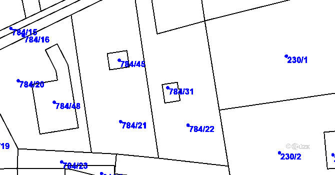 Parcela st. 784/31 v KÚ Háje u Příbramě, Katastrální mapa
