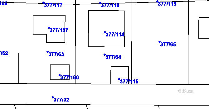 Parcela st. 377/64 v KÚ Háje u Příbramě, Katastrální mapa