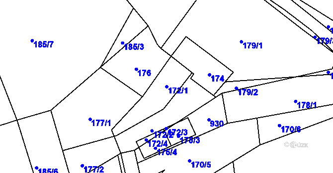 Parcela st. 172/1 v KÚ Háje u Příbramě, Katastrální mapa
