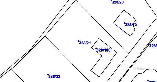 Parcela st. 328/21 v KÚ Háje u Příbramě, Katastrální mapa