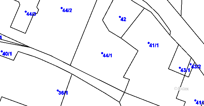 Parcela st. 44/1 v KÚ Háje u Příbramě, Katastrální mapa