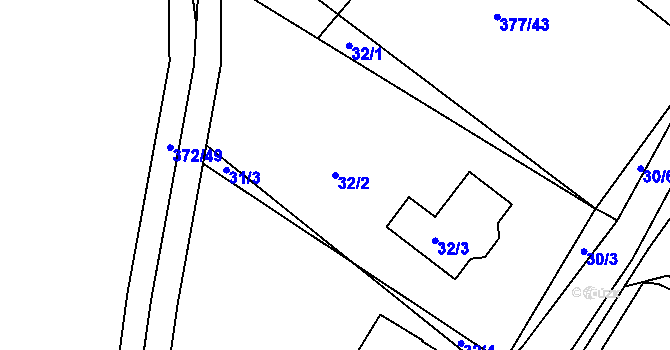 Parcela st. 32/2 v KÚ Háje u Příbramě, Katastrální mapa
