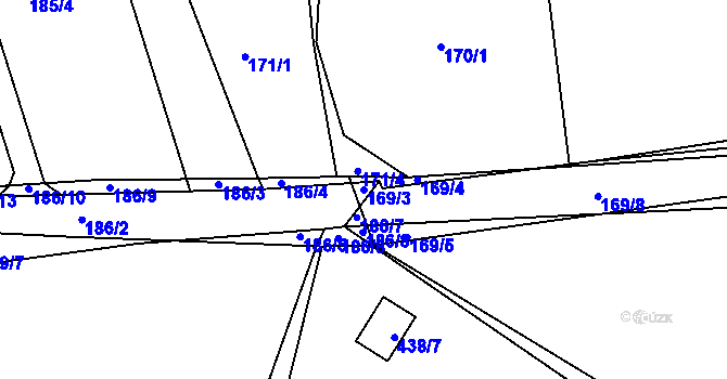Parcela st. 169/3 v KÚ Háje u Příbramě, Katastrální mapa