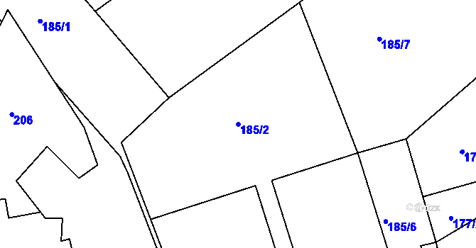 Parcela st. 185/2 v KÚ Háje u Příbramě, Katastrální mapa