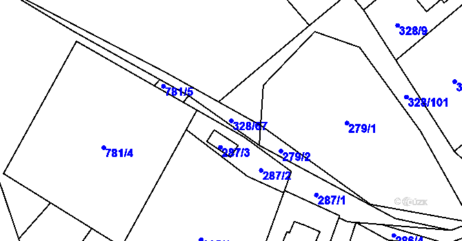 Parcela st. 328/67 v KÚ Háje u Příbramě, Katastrální mapa