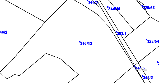 Parcela st. 346/13 v KÚ Háje u Příbramě, Katastrální mapa