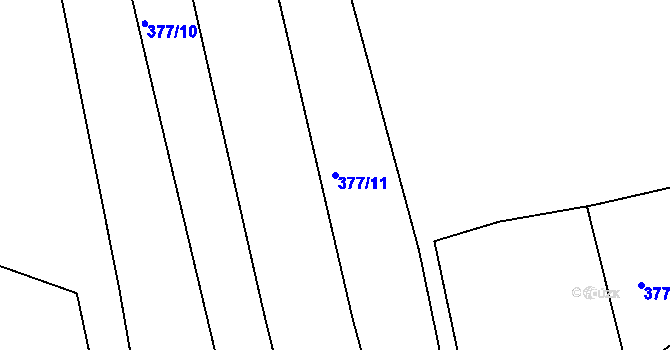 Parcela st. 377/11 v KÚ Háje u Příbramě, Katastrální mapa