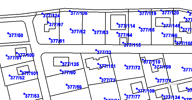 Parcela st. 377/32 v KÚ Háje u Příbramě, Katastrální mapa