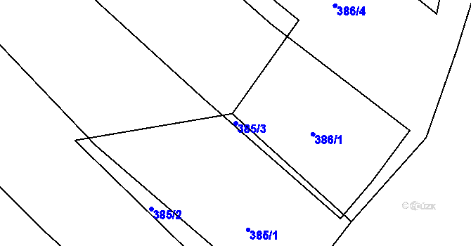 Parcela st. 385/3 v KÚ Háje u Příbramě, Katastrální mapa