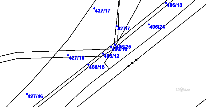 Parcela st. 406/12 v KÚ Háje u Příbramě, Katastrální mapa