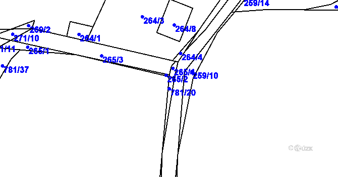 Parcela st. 781/20 v KÚ Háje u Příbramě, Katastrální mapa