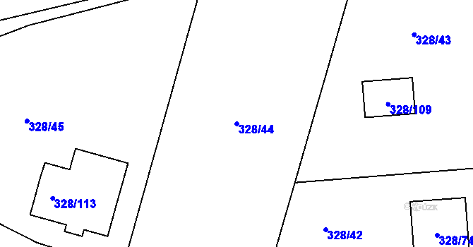 Parcela st. 328/44 v KÚ Háje u Příbramě, Katastrální mapa