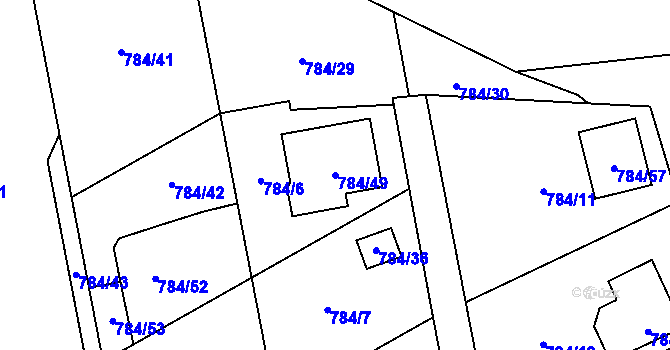 Parcela st. 784/49 v KÚ Háje u Příbramě, Katastrální mapa